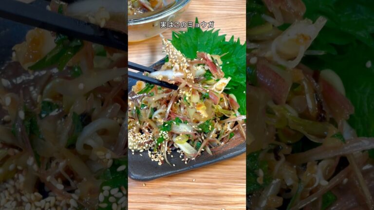 暑い夏の日に食べたい！たっぷりミョウガと大葉の梅ポンあえ😋