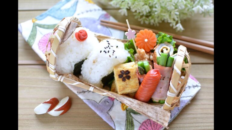 【お弁当詰め方】竹かごおにぎり弁当♪