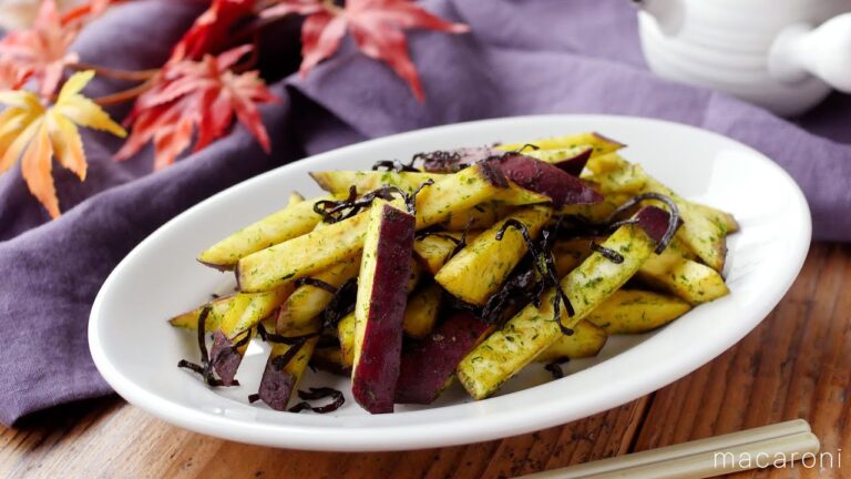 【さつまいもののり塩こんぶバター炒め】アレンジおかずレシピ！やみつきな味わい♪｜macaroni（マカロニ）