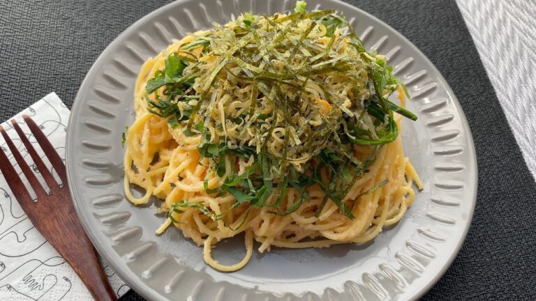 カリカリしらすと大葉のたらこマヨパスタ/Tarako Mayonnaise Pasta Japanese style pasta Recipe