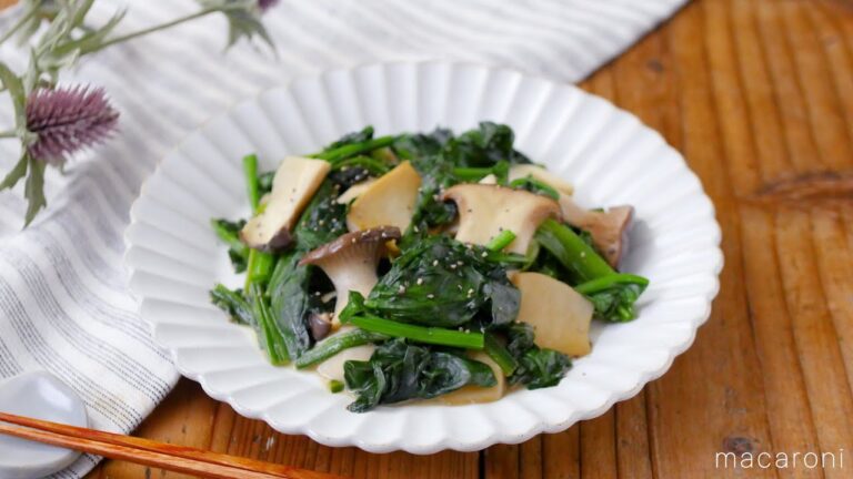 【エリンギとほうれん草のめんつゆ炒め】お弁当のおかずにピッタリ！バターがポイント！