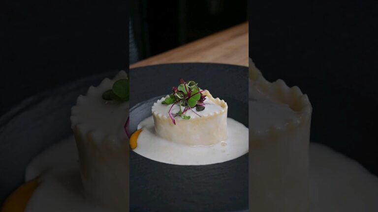 Stuffed Pappardella with Pumpkin Cream and Parmigiano Foam #food #pasta #shorts