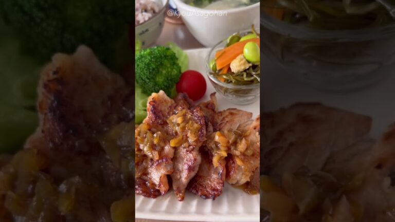 今日のブランチ☀️余ったシュウマイの皮でワンタンスープ/豚の生姜塩焼きetc.☘️【説明欄にプチレシピあります】#Shorts