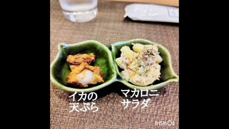 #三宮男飯 #三ノ宮グルメ おばんざい盛合せやね、よだれ鶏をパクリッ、ポテサラをパクリッ、豚肉大根をパクリッ、付き出しのマカロニサラダをパクリッ、イカの天ぷらをパクリッ…これうまい、