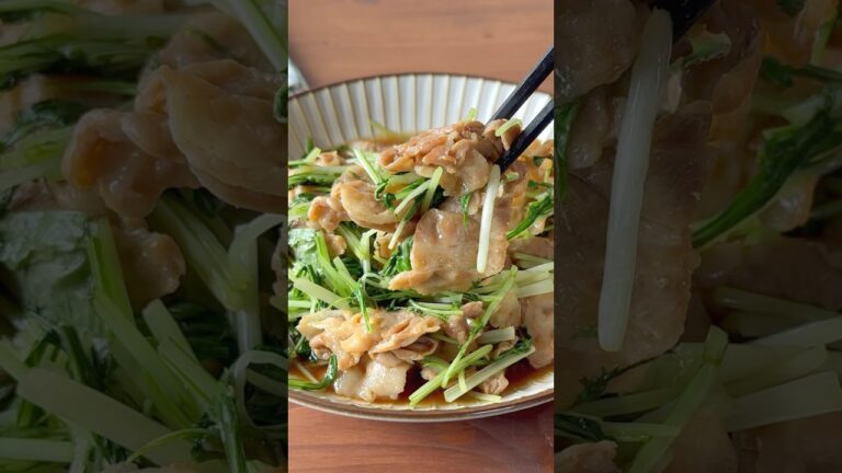 【美味😋🙌】旨タレで焼いた豚バラをシャキシャキ水菜に合えてみました🥰