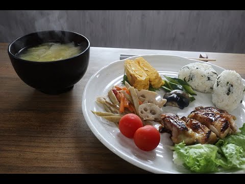 朝ごはん　鶏もも肉の照り焼き　ワンプレート