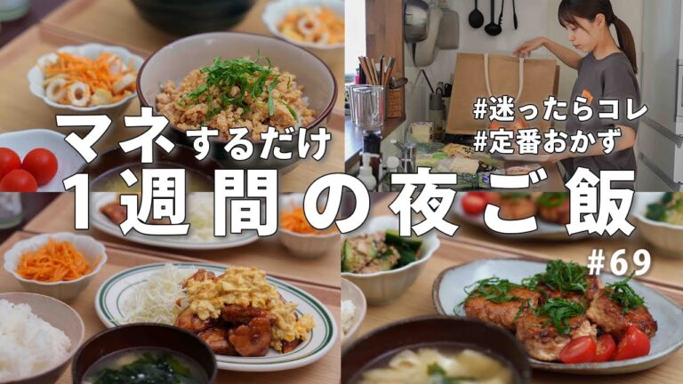 #69【1週間献立】3000円で作る節約晩ご飯｜迷ったらこれ！定番人気の夜ご飯おかず