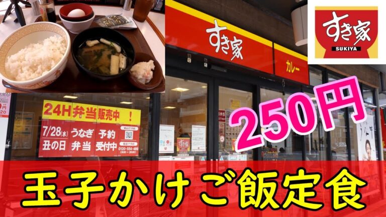 すき家　玉子かけ、卵かけご飯定食を食す　副食ポテトサラダも堪能