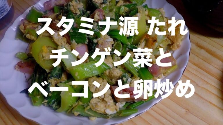スタミナ源のたれ チンゲン菜とベーコンの卵炒め / 一人暮らし料理VLOG / Japanese daily meals