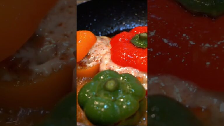 『パプリカの肉詰めチーズ』#料理#挽き肉#パプリカ#チーズ