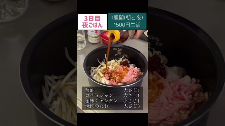 炊飯器ビビンバ#もやし#ビビンバ #炊き込みご飯#節約#料理#ごはん#1人暮らし#自炊#1週間 #1500円#レシピ#献立#簡単#女#作り置き#炊飯器#shorts