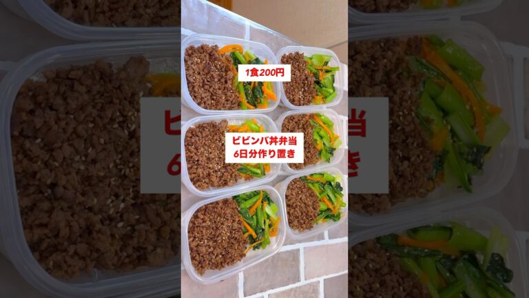【1食200円】【ビビンバ丼弁当】6日分作り置きして冷凍🍳#shorts #弁当#作り置き