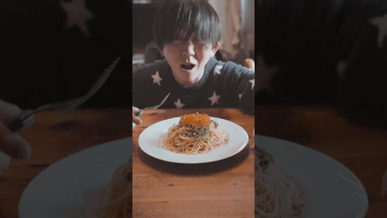 しあわせしか感じないバター明太子いくらパスタで昼飲みする男