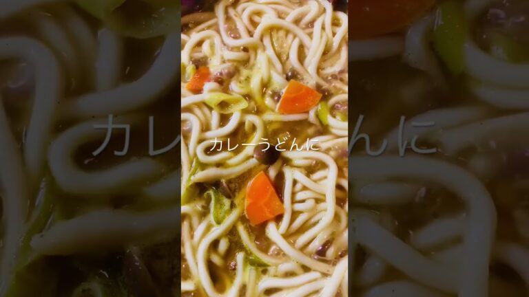 今日も一日お疲れ様でした　残ったカレーをカレーうどんに変身　#shorts #カレーうどん #カレー #うどん #にんじん #簡単料理