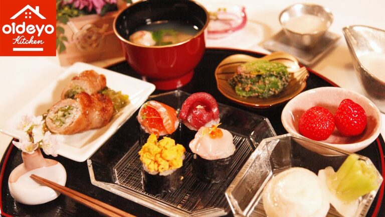 春のパーティー料理〈まとめ#1〉手まり風のりまき／葱肉巻き／海老の射込み／ほうれん草の胡麻和え／浜吸い【ひなまつり・卒業・卒園・入学・入園・花見パーティー】