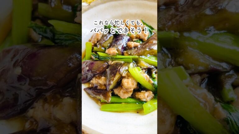 包丁使わずナスをパパッと！ワンパン【ナスのひき肉炒め】