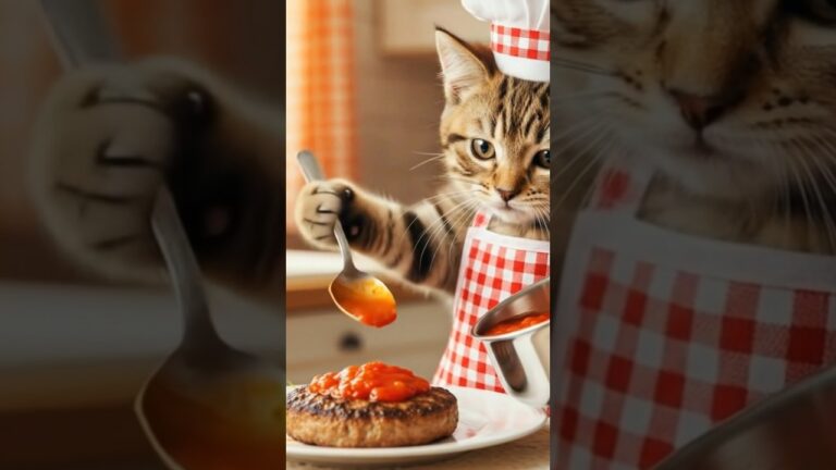 【猫】ハンバーグ作りに本気過ぎる子猫！？にゃんたの本格的料理！ #cat #cooking #hamburger steak #hamburg #cute #pets