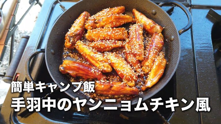 【キャンプ飯】手羽中のヤンニョムチキン風