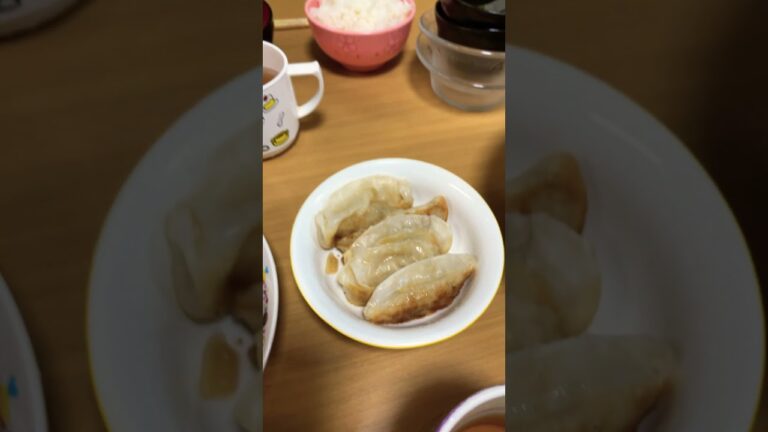 #からあげ #ぎょうざ #ピーマンとツナ和え #鮎の天ぷら #フルーツポンチ #卵スープ