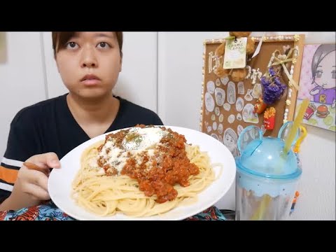 【リクエスト】特盛ミートソーススパゲティ温玉のせ【頑張って作ったよ】