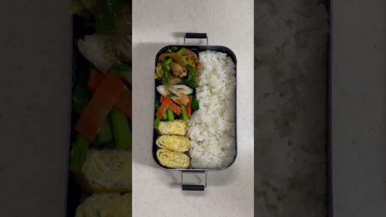 朝5分で詰めるだけの旦那弁当#晩御飯の残り#お弁当#旦那弁当#回鍋肉#卵焼き