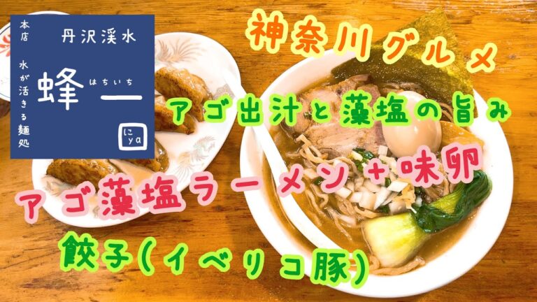 蜂一 はちいち アゴ藻塩ラーメン 味卵 餃子 神奈川グルメ 無化調 イートイン イベリコ豚 藻塩 北海道産小麦 相模原市 らーめん俳優 安野アデン秀之 ラーメンマニア アンバサダー