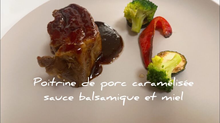 豚バラのキャラメリゼバルサミコとハチミツのソース(Poitrine de porc caraméliséesauce balsamique et miel)