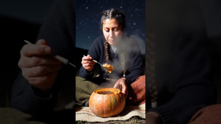 Buried Pumpkin Stew in the Desert Dunes 🎃🔥 | #shorts #cooking #new