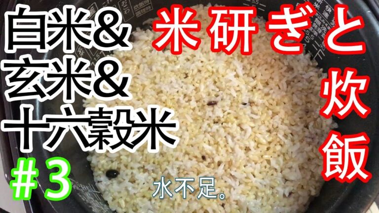 【自炊】米を研いで炊くだけの動画【白米と玄米と十六穀米】