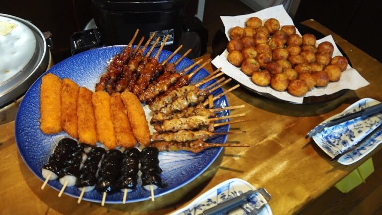 【串と揚げタコヤキ＆ウマイなめこ汁】メッチャいっぱい料理作るぞ！【Skewer and fried Takoyaki & Honey Nanziko Miso Soup】