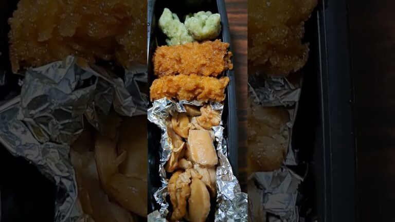 236日目。竹輪磯辺揚げ、イカフライ、鶏肉煮。