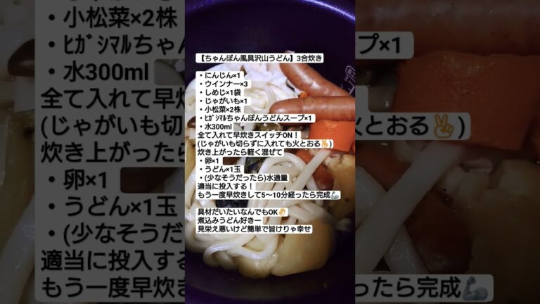 炊飯器でちゃんぽん風具沢山うどん #ズボラ飯 #炊飯器レシピ  #簡単レシピ