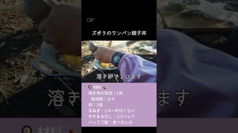 焼き鳥缶で簡単！ズボラが作るワンパン親子丼！ #徒歩ソロキャンプ #キャンプ飯 #レシピ #キャンプ #shorts