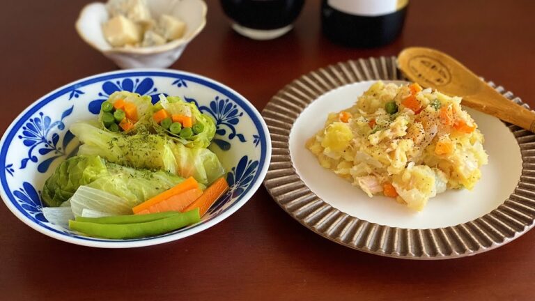 肉なしロールキャベツと、マヨなしポテトサラダ♪ダイエット中の晩ごはん♪