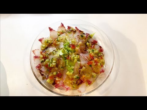 釣ったグレ（メジナ）のカルパッチョ、コレは美味しい👌おすすめです😊🎶