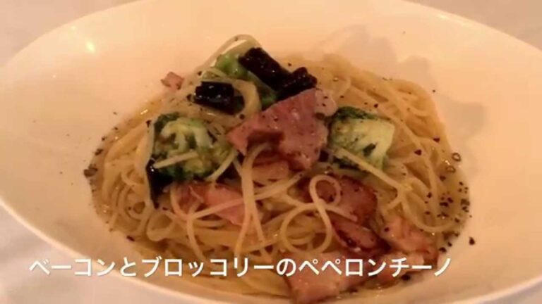 岐阜パスタ！ベーコンとブロッコリーのペペロンチーノ／各務原市カフェカーロ