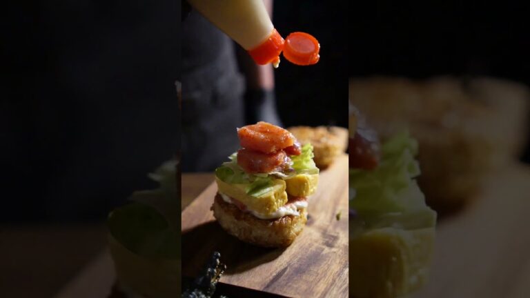 【簡単 ライスバーガー レシピ】焼きおにぎりをアレンジして明太子ライスバーガーを作る簡単レシピです。Mentaiko rice- burger