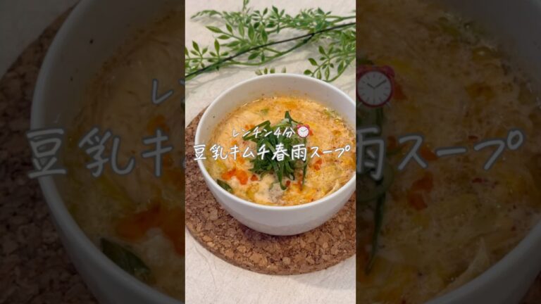 レンチン4分⏰豆乳キムチ春雨スープ