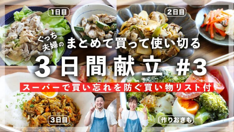 【超便利 買い物リスト付】土日で準備！週明け3日間の献立Part3【週明けを楽に】