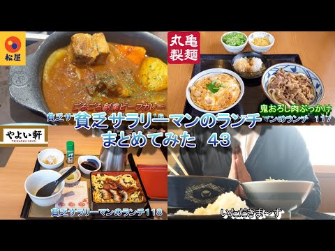 【松屋】【丸亀製麺】【やよい軒】貧乏サラリーマンのランチまとめてみた　４３