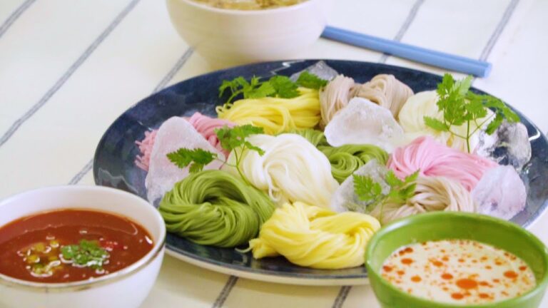 3種のそうめんつけだれ（ガスパチョ風つけだれ・豆乳担々風・豚肉ときのこの肉汁つけだれ）