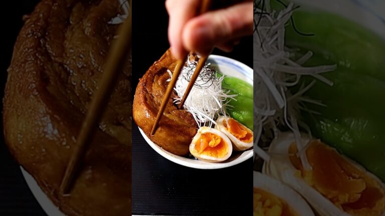 箸で切れるほど柔らかい【豚の角煮丼】１本まるごと煮込んで作る豚の角煮丼の作り方