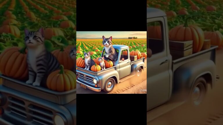 Mama cat picks pumpkins and makes pumpkin stew for her kittens to eat#404meow #mamacat #cat