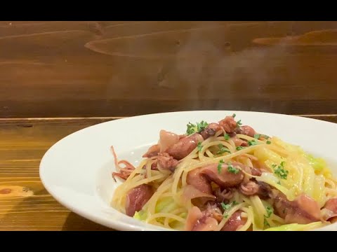 Dish PV（動くメニュー表） ~ホタルイカと春キャベツのオイルソース~ レストラン プティルッソ 滋賀県守山市