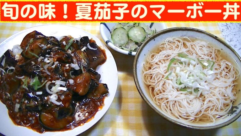 【一人deごはん】Let’s eat at home！今が旬の味わい！「夏茄子のマーボー丼」＋「冷や汁そうめん」