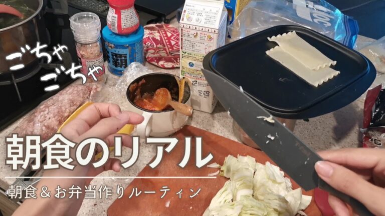 【お弁当＆朝食】はじめてお弁当にラザニア作った日の記録('∇')【おうちごはんvlog】