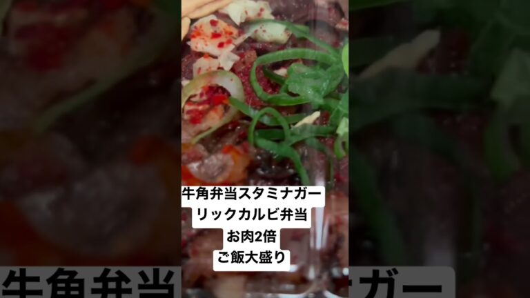 【牛角弁当】取材拒否 牛角弁当スタミナガーリックカルビ弁当お肉2倍ご飯大盛りJAL機内で深夜大量に食べてみた 1207