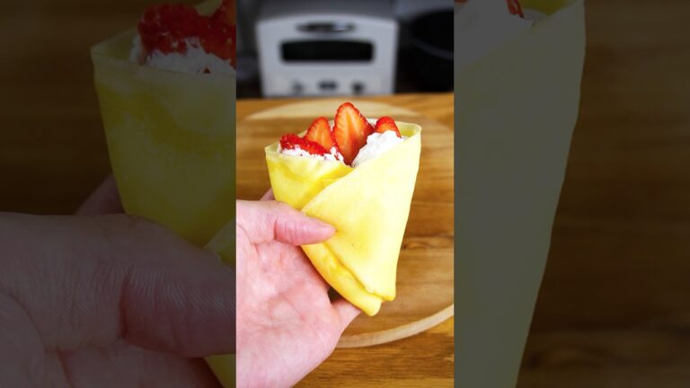 材料4つ！もちもちクレープ作り方！#food