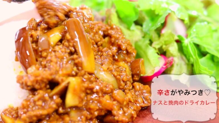 辛さがやみつき♡ナスと挽肉のドライカレー