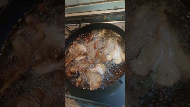 フライパンで舞茸揚げた
